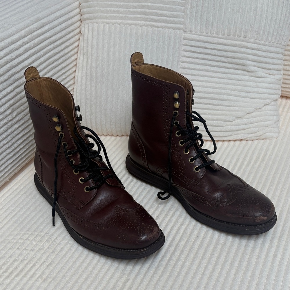Cole Haan Dark Brown Lace-Up Boots
